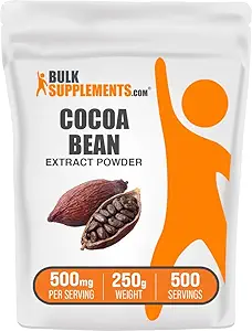 BulkSupplements.com Cocoa Bean Extract Powder - Cocoa Supplement - Usødet, Vegan & Gluten Free, 500mg per Serving, 250g (8,8 oz) (Pack of 1)