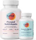 FullWell prenatal Vitamin Lemon + DHA; Omega 3 Fiskeolie med DHA & EPA til brain Development & Nervesystemet Support Vital Nutrients against 124; Diætiansk-formuleret, 3. part testet, 30 Servere