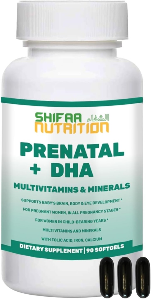 SHIFAA NUTRITION Halal Prenatal Vitamin med DHA og folinsyre