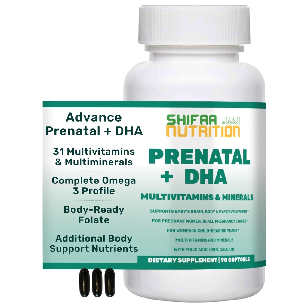 SHIFAA NUTRITION Halal Prenatal Vitamin med DHA og folinsyre