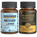 Probiotisk 100 Millioner CFU + 120 Millioner CFU til Gut & fordøjelsessundhed, Vegansk Acidophilus Probiotisk supplement