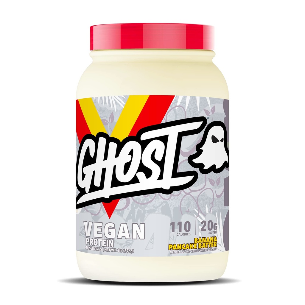 GHOST Vegan Protein Powder, Banana Pancake Batter - 2lb, 20g Protein - Plant-baserede Pea & Organic Pumpkin Protein - Poster Workout & Nutrition Shakes, Smoothies, & Bagning - Soy & Gluten- Free
