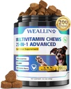 Hundevitaminer - 25-in-1 Hundevitaminer og kosttilskud Multivitamin med Glucosamin Probiotika Omega-3 Puppy Multivitamin Chewable for Coat, Heart, HIPS & Joints, fordøjelse og immunsystem 200pcs