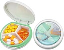 Serfeymi Small Pill Box - 3 afdelinger Portable Pill Box til purse Pocket, Compact Mini Travel Pill Case - Egnet til medicin, Vitamin, Fish Oil, Kosttilskud - Hvid (Marble)