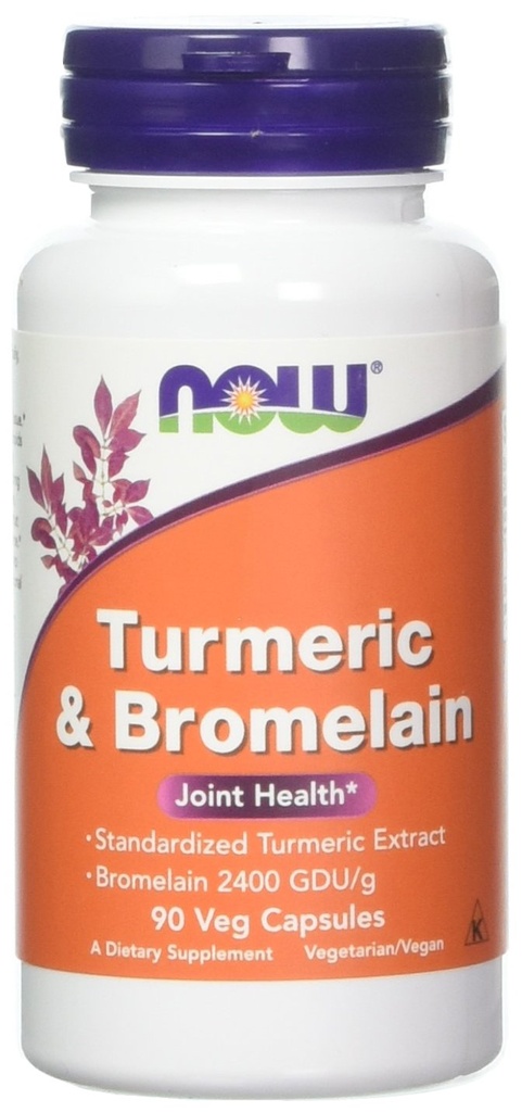 Now Foods gurkemeje & bromelain, 90 vegetabilsk kapsel (2 Pack)