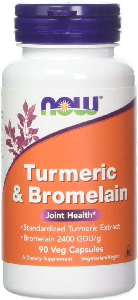 Now Foods gurkemeje & bromelain, 90 vegetabilsk kapsel (2 Pack)