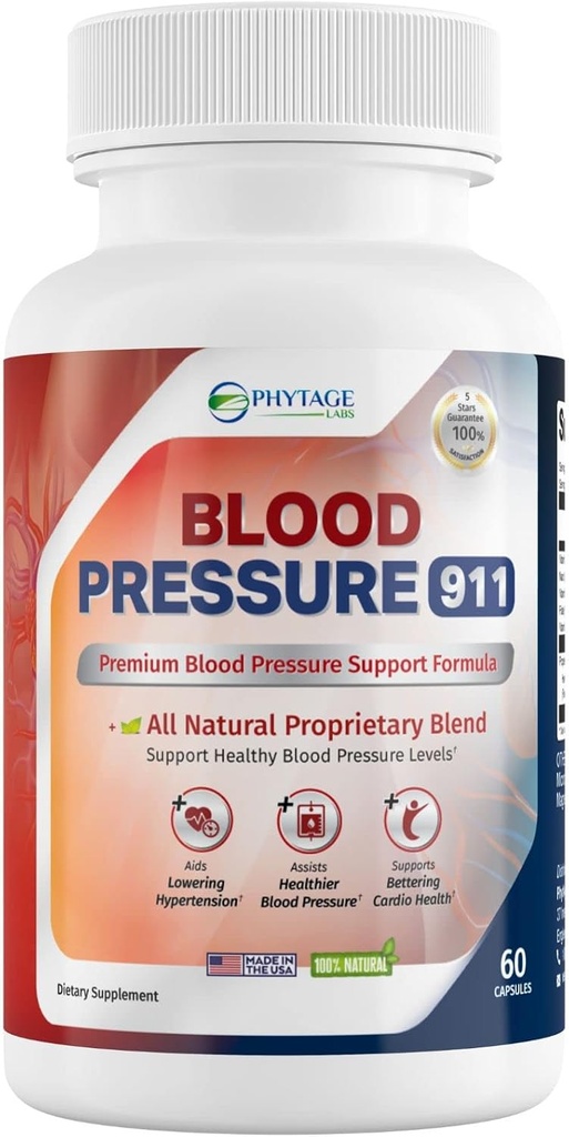 Blodtryk 911 Premium supplement - BP Support Pills. 60 Kapsler