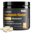 NAD Supplement - NAD + med Nicotinamid Riboside (NR) og Resveratrol Quercetin 900mg Pure Organic NAD Plus til cellulær reparation sund aldring hjerne funktion, 80 kapsler