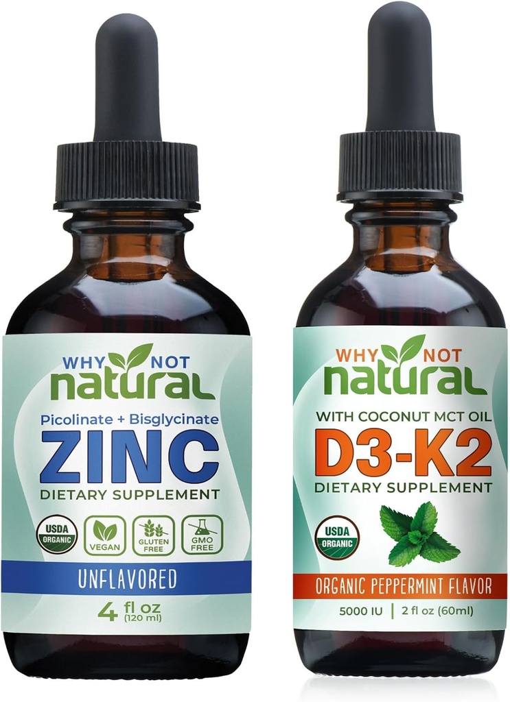 Organic Liquid Zinc and Vitamin D3K2 Drops