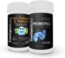 Intelligente Labs 21- bundle af børn Probiotika (6 Millioner CFU med Sunfiber og FOS) + Voksen Probiotika (50 Millioner CFU, 10 Strops), Ingen køling påkrævet, 2 Måneders forsyning pr flaske