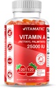 Vitamin A 25000 IE Gummies (Retinyl Palmitat) - Naturlig Jordbærsmag - 120 Pectin baserede Gummies (3 flasker)