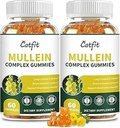 (120 stk.) Mullein Gummies for Lungs Detox- Mullein Leaf Extract med Quercetin, Elderberry for Respiratory & Immune Support, Breathing & Lung Cleanse for Smokers, Vegan, Pineapple Flavor, (2 Pack)