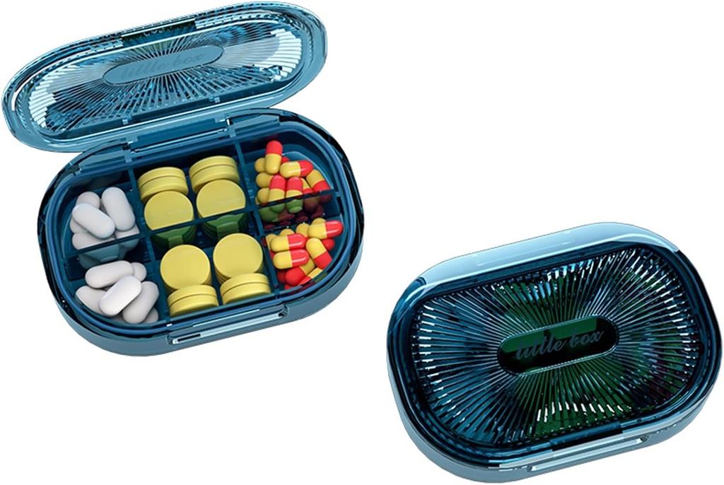 Lille Pill Box, Fugt Bevis Pill Case, Rejse Pill Organizer til Pocket Purse, Daglig Portable Medicin Vitamin, Fiskeolie, Supplement (blå)