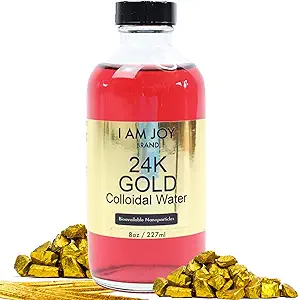 I Am Joy: Flydende kolloid guld 24k 99,99% Pure 100ppm Ruby rød vand baseret al naturlig elektrolyse Stor 8oz glasflaske