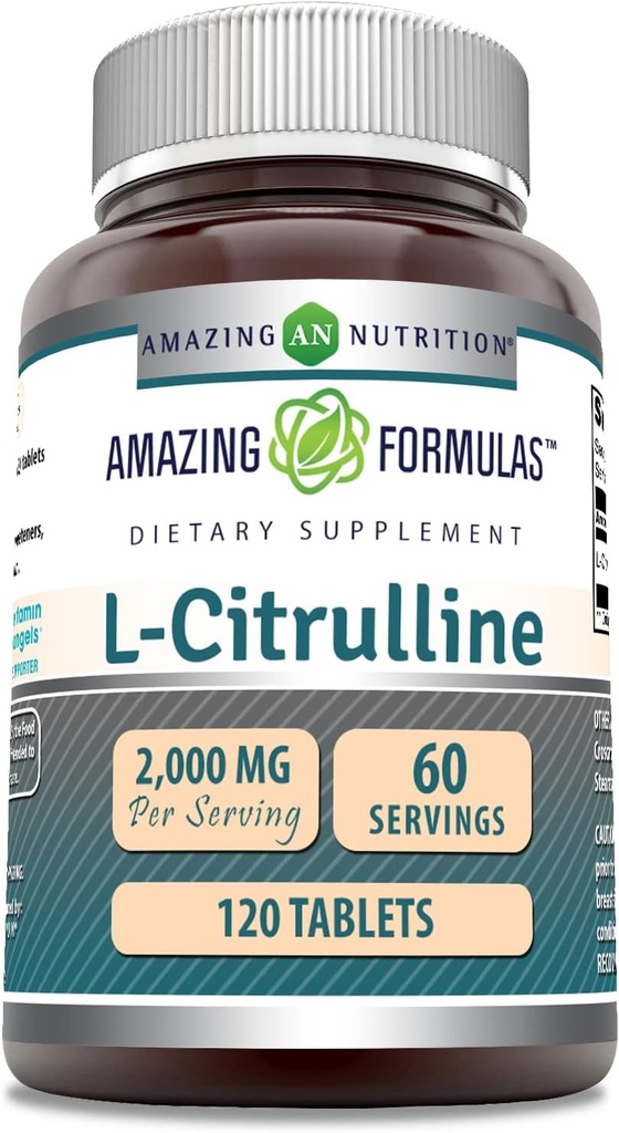 Amazing Formulas L Citrullin 2000mg Per Serving 120 tabletter Supplement 124; Aminosyre Supplement for mænd & kvinder; Non- GMO