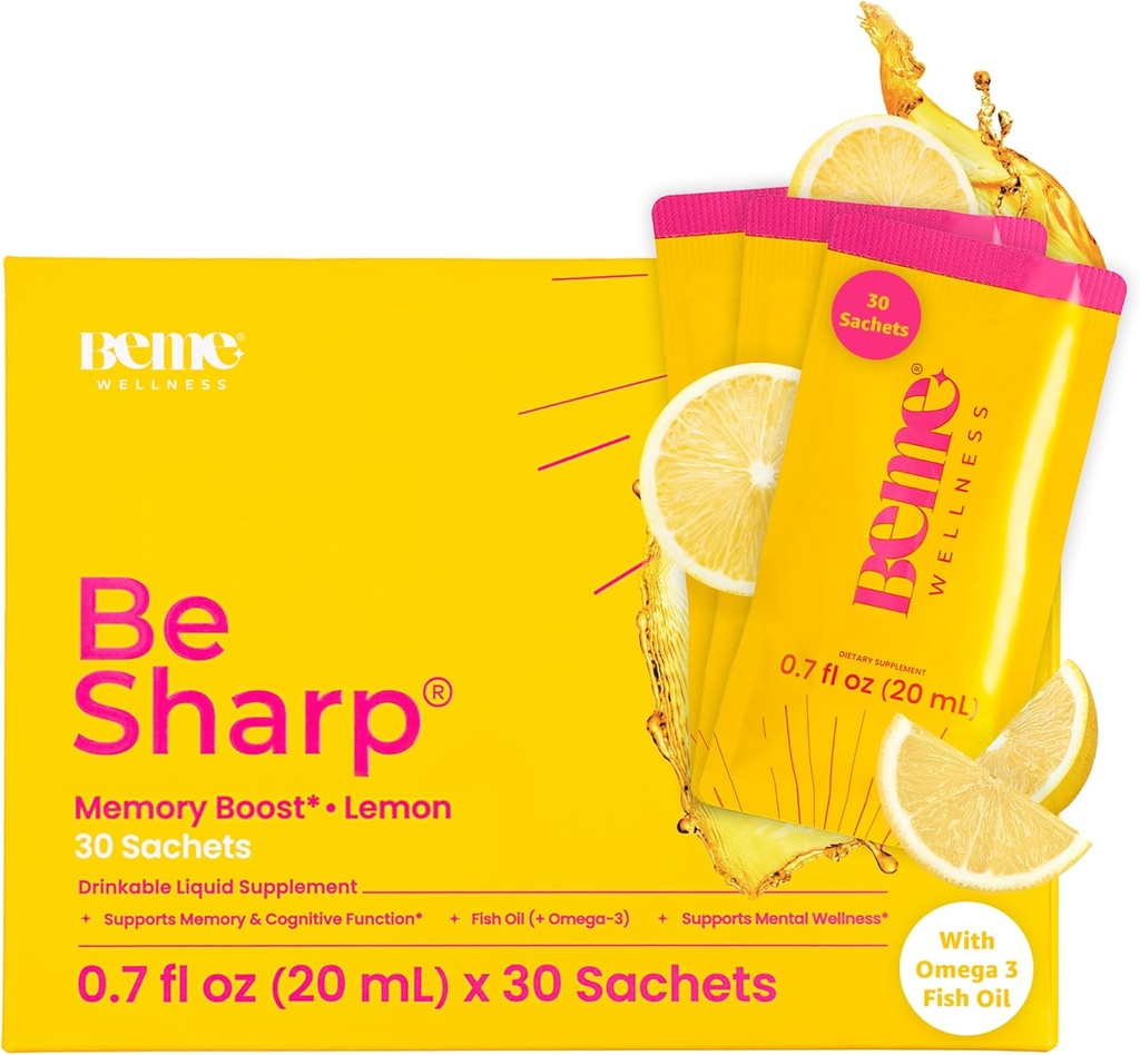BeMe Liquid Omega 3 Fish Oil - Gurkemeje Curcumin, Lemon Balm Extract & Omega 3 tillæg til kvinder - Patenteret EPAX ® for hurtig absorption & høj biotilgængelighed - understøtter hukommelse og hjerne sundhed