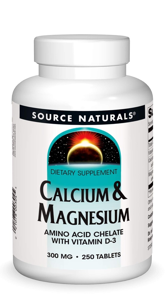 Kilde Naturals Calcium & Magnesium, Aminosyrekompleks med D3- vitamin, 300 MG - 250 tabletter