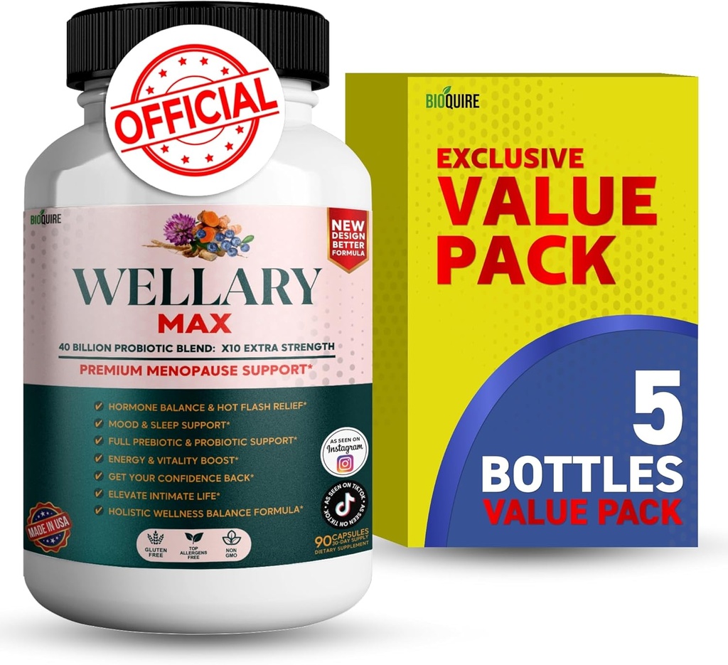Wellary Max Menopause Support, 40 milliarder CFU Probiotisk Blend, 90 kapsler (5)