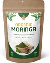 Organic Moringa Leaf Powder - USDA Certified Green Superfood Note 124; Natural Energy & Immunsupport - Vegan, Non- GMO, Gluten- Free - Pure Raw Moringa for Smoothies, Teas, Madlavning - 16oz Resealable Pouch