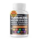 Gurkemeje Moringa Ginger Boswellia Quercetin Kanel Safran Tart Cherry Odorless Hvidløg Nettle -150 Capsules - Made in USA