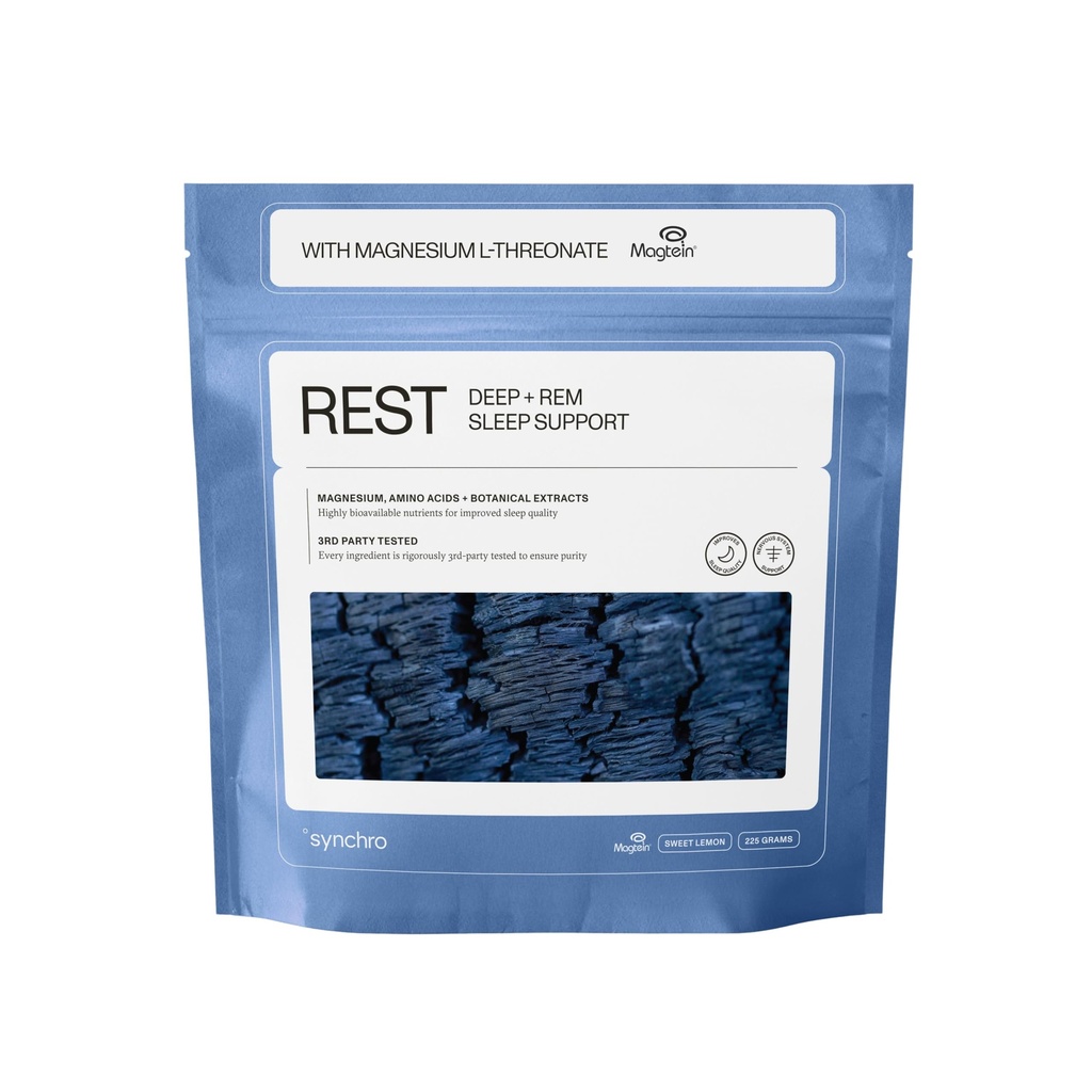 Synchro - hvile søvn kosttilskud, afslappende søvn hjælpemidler til voksne, pulveriseret Magnesium supplement til dyb søvn støtte, Nighttime Drink supplement, Sweet Lemon Flavor, 210 Bedste