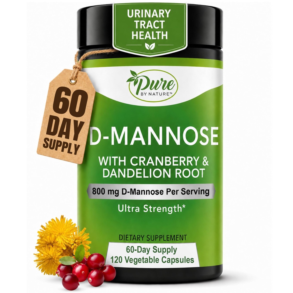 Pure by Nature D- Mannose with Cranberry and Dandelion Root, 120 Greve