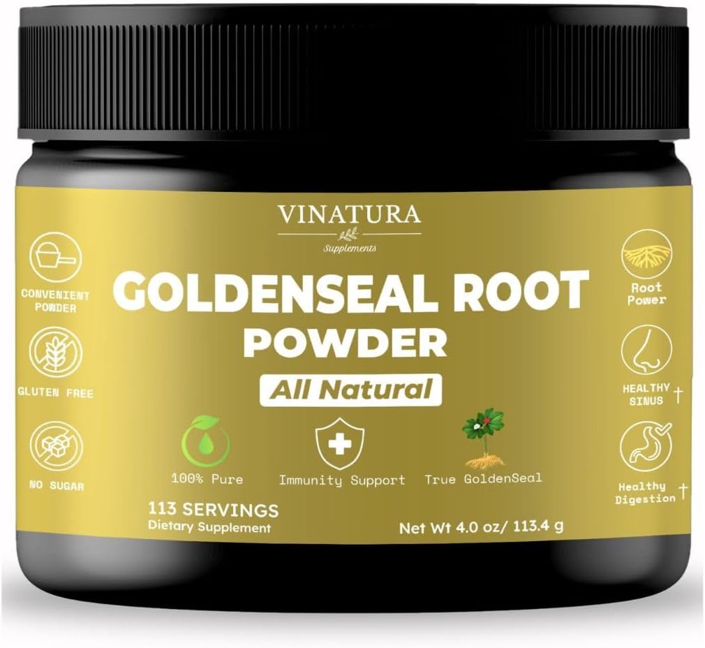 Goldenseal Root Powder - 4 oz, 113 Servere * USA Made & Testet * Pure Natural Goldenseal Root Powder supplement