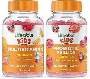Livbare Multivitamin Kids + Probiotika 5 billion Kids, Gummies Bundle - Great Tasting, Vitamin Supplement, Gluten Free, GMO fri, Chewable Gummy