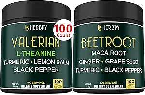 Bundle 5in1 Valerian Root Supplement & 6in1 Beet Root Kapsler - Support Rastful Night, Heart Health, fordøjelse og immunforsvar