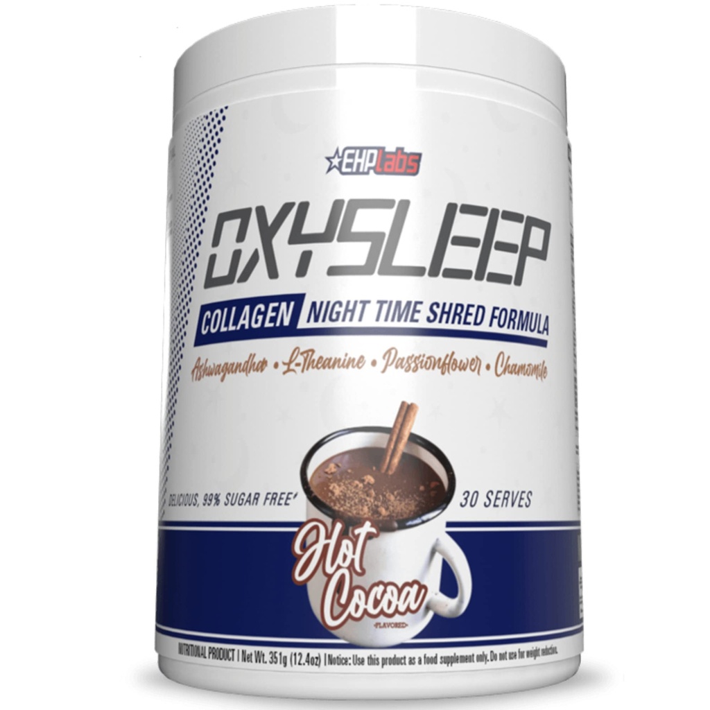 EHP Labs OxySleep Collagen Peptider Powder Night Time Shred - fremmer dyb søvn & Shredding, Hud, Bones & Muscle Support, Pasture- Raised Bovin Collagen, Type I & III, 30 Serveringer (Hot Cocoa)