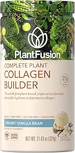 PlantFusion Vegan Collagen Powder - Plant Based Collagen Protein Powder for Muscle & Joints, Hår, Hud & Nails - Keto, Gluten Free, Soy Free, Non- Dairy, No Sugar, Non- GMO - Vanilla 11.43 oz