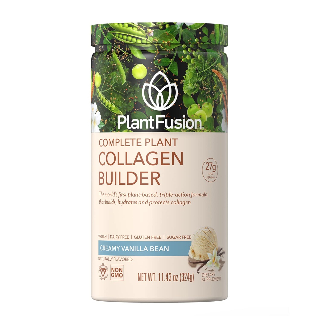 PlantFusion Vegan Collagen Powder - Plant Based Collagen Protein Powder for Muscle & Joints, Hår, Hud & Nails - Keto, Gluten Free, Soy Free, Non- Dairy, No Sugar, Non- GMO - Vanilla 11.43 oz