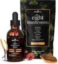 KIKI Green 8 Champignons Powder & Liquid Extract Bundle - Mushroom Supplement Complex for Focus & Energy - Lions Mane, Chaga, Cordyceps, Tyrkiet Tail, Reishi, Shiitake, Maitake - 4 oz, 2 fl oz