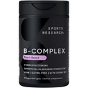Sports Research ® Vitamin B- Complex - Fuld Spectrum af B Vitamin med Methylerede B12 & Folate - Gluten Free · Plant- baseret · Ikke-GMO · Vegan- Friendly Formel - 60 Veggie Softgels