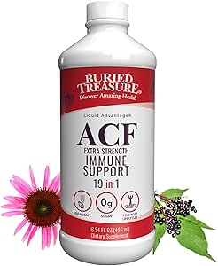 Begravet Treasure ACF ekstra styrke immunforsvar - 16 oz, 16 Serveringer, flydende kost Immunitet Boost w / Elderberry, C-vitamin & zink, urteformel