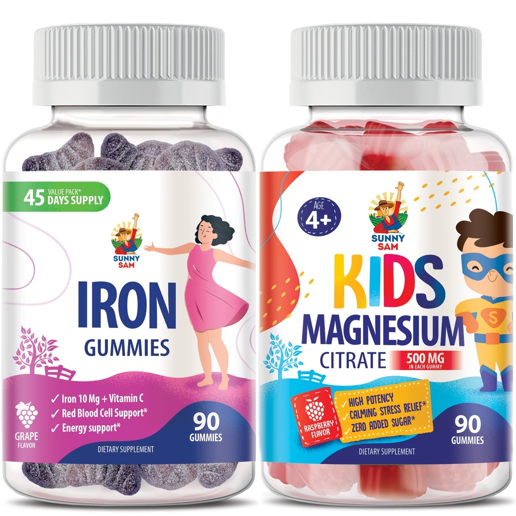 Magnesium gummier til børn 500mg & jern gummier til voksne - jernvitaminer med C-vitamin