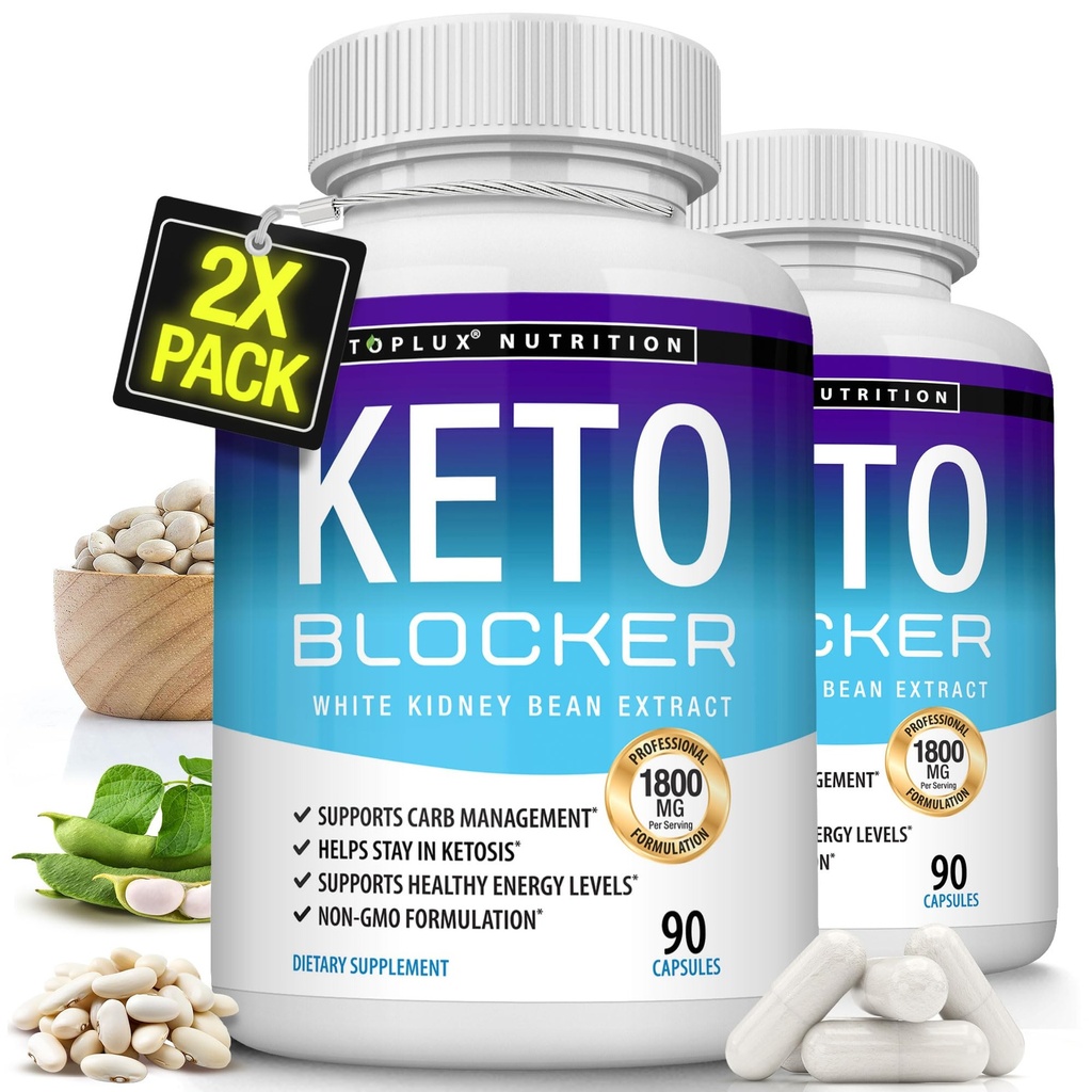 Toplux Keto Blocker Pills White Nyre Bean Extract - 1800 mg Natural Ketosis, Support Keto Diet, for Mænd Kvinder, 90 Kapsler, Supplement