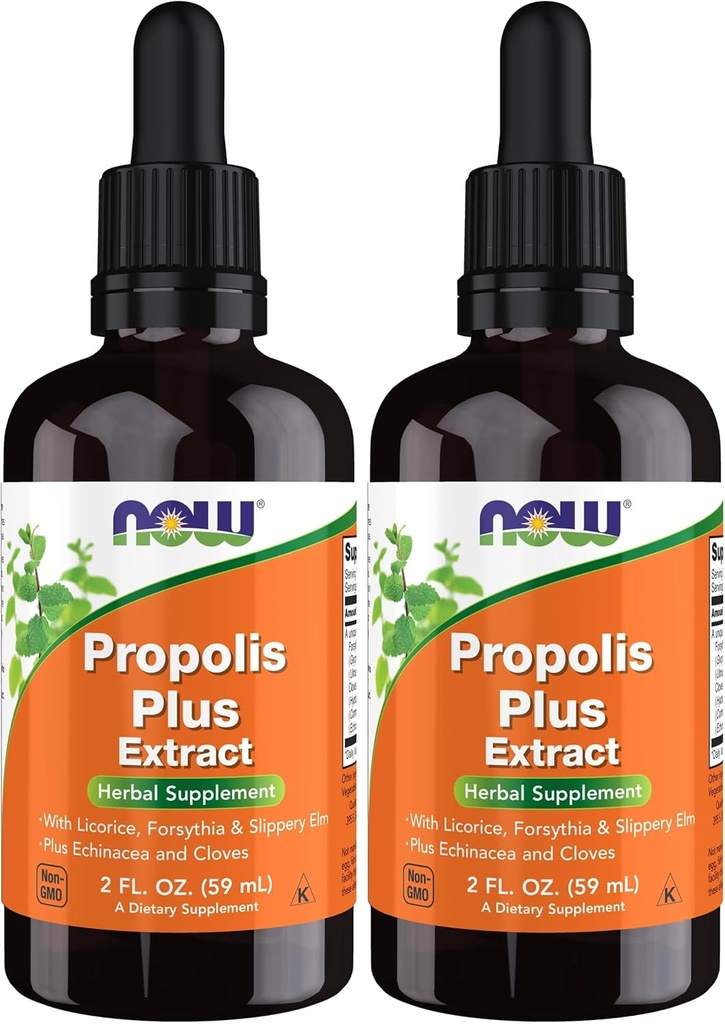 Now Supplements, Propolis Plus Extract Liquid med Dropper, Urte Supplement, 2 -Ounce (pakke med 2)