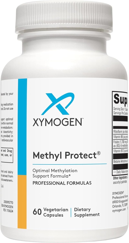 XYMOGEN methylbeskyttelse - Optimal methylering Formel med methylfolat, vitamin B12 (Methylcobalamin b12), Riboflavin + B6 Vitamin - Kognitiv, homocystein + Heart Health Kosttilskud (60 kapsler)