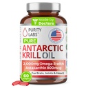 Renhed Labs Antarktiske Krill Oil 2000mg Omega-3 med Astaxanthin 800mcg Kosttilskud til Support Members - Rich in Omega 3, Fedtsyrer, DHA, EPA & Phospholipider - 60 Softgels