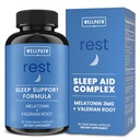 WellPath Rest Valerian Root Sleep Aid for voksne med Melatonin & L- Theanine Note 124; Natural & Herbal Sleeping Pills med ekstra styrke