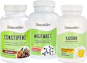NaturalSlim Constipation Aid Bundle – Constipend, Magicmag C and Kadsorb Bundle - Better Digestive System and Intestinal Health, Rich in Magnesium Citrate and Potassium | Formulated by Frank Suarez