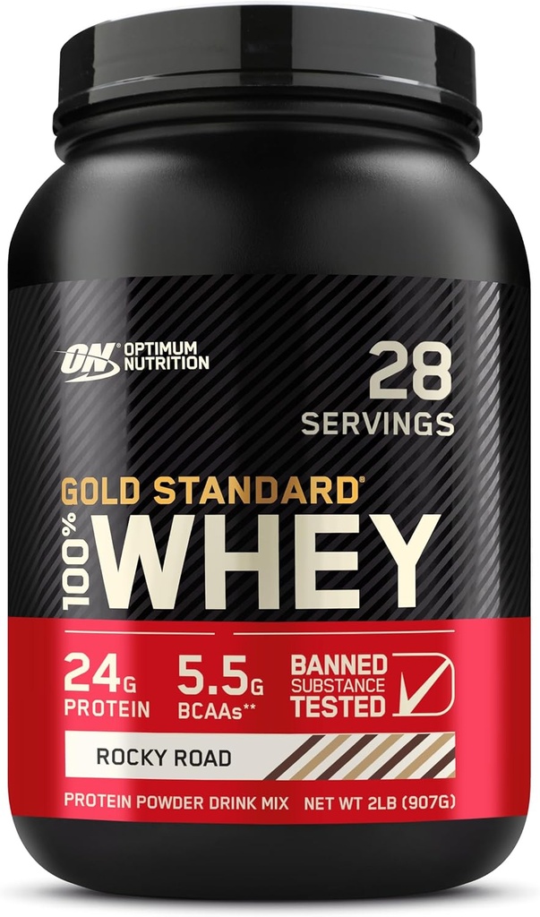 Optimum Nutrition Gold Standard 100% Whey Protein Powder, Rocky Road, 2 Pund (Packaging May Vary)
