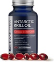 Wild fanget antarktisk krill olie 500 mg softgel, SuperbaBoost Omega 3 tillæg, EPA & DHA, Astaxanthin, Cholin, 56% fosfolipider, Bæredygtig, Ingen Fish Oil, Vanilla Flavor (60- Day Supply)