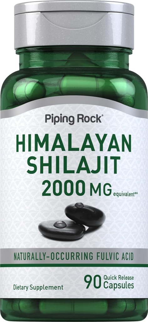 Piping Rock Shilajit Kapsler: 124; 2000mg; 124; 90 Greve: 124; Himalayan Fulvic Acid: 124; Non- GMO, Gluten Free Supplement