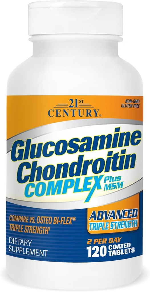 21. Century Glucosamin Chondroitin Complex Plus MSM, Advanced Triple Strength, 120 tabletter