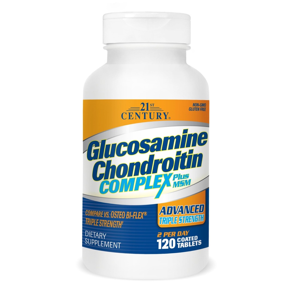 21. Century Glucosamin Chondroitin Complex Plus MSM, Advanced Triple Strength, 120 tabletter