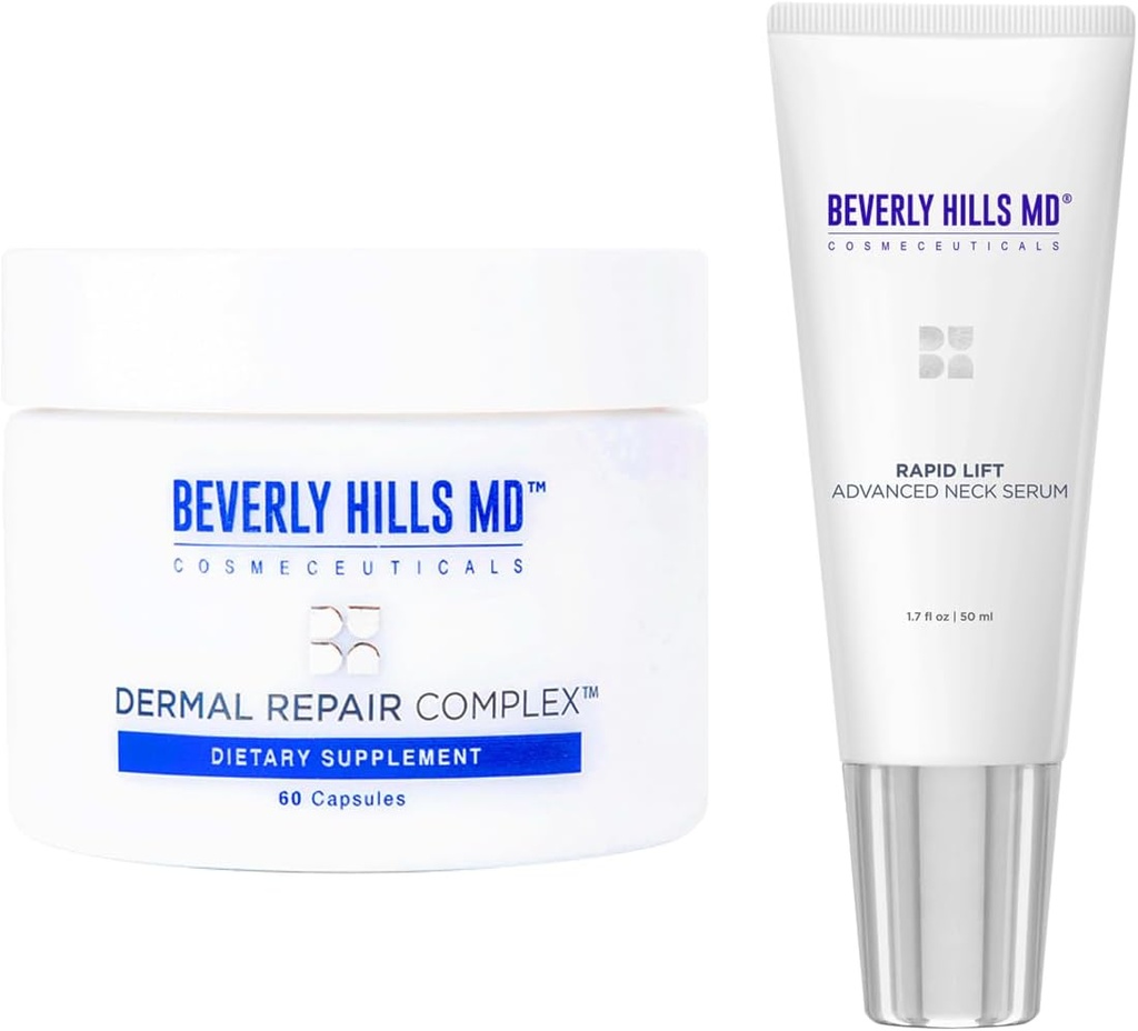 Beverly Hills MD Neck & Body Combo Regimen Bundle- Dermal Repair Complex & Rapid Lift Advanced Neck Serum- Helps w/Hydration, Appearance of Aging Skin, Wrinkles, Fine Lines & Supporting Collagen