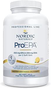 Nordic Naturals ProEPA, Lemon - 180 Soft Gels - 1210 mg Omega-3 - High-Intensity EPA Formel for sund mad, Heart Health & Cellular Function - Non-GMO - 90 Serveringer