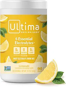 Ultima Replenisher Daily Electrolyte Powder Drink Mix - Sugar Free - Lemonade, 90 Servering - Hydration Powder med 6 Key Electrolytes og Trace Minerals - Keto Friendly, Vegan, Non- GMO